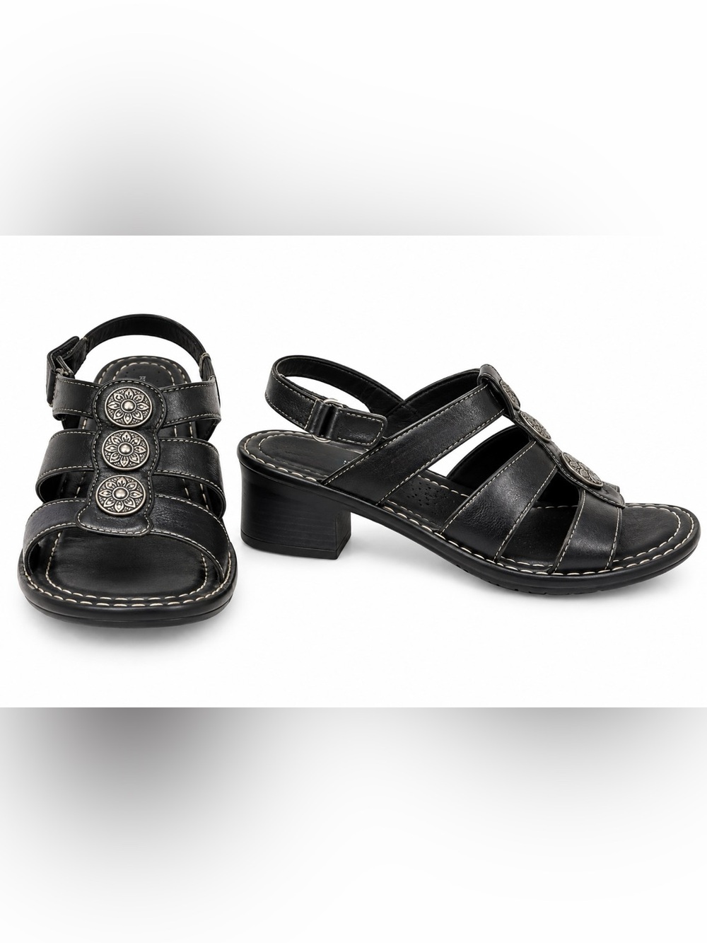 Josef Seibel women's black leather strappy slingback sandals